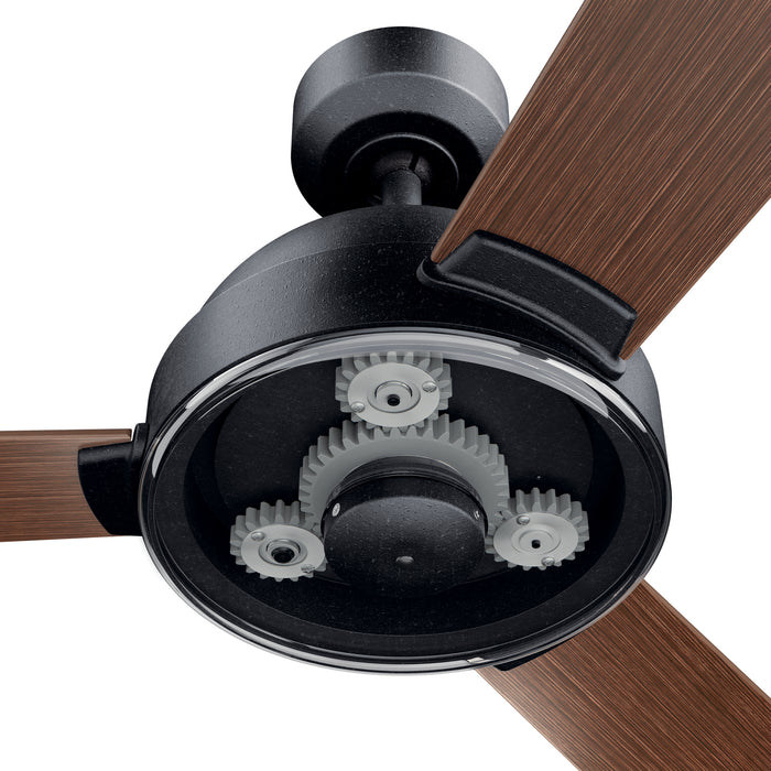 60``Ceiling Fan from the Pinion collection in Distressed Black finish