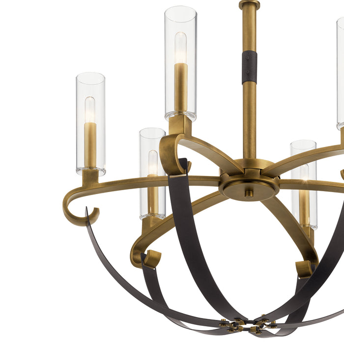 Six Light Chandelier from the Artem collection in Natural Brass finish