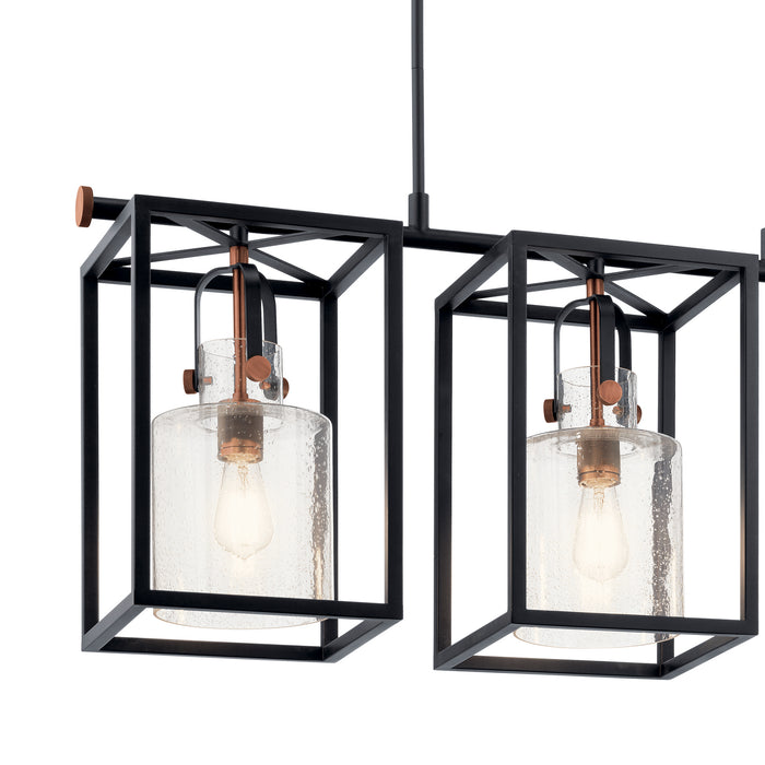 Three Light Linear Chandelier from the Kitner collection in Black finish