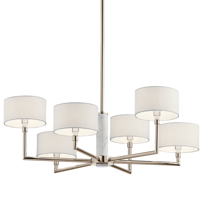 Six Light Chandelier from the Laurent collection in Polished Nickel finish
