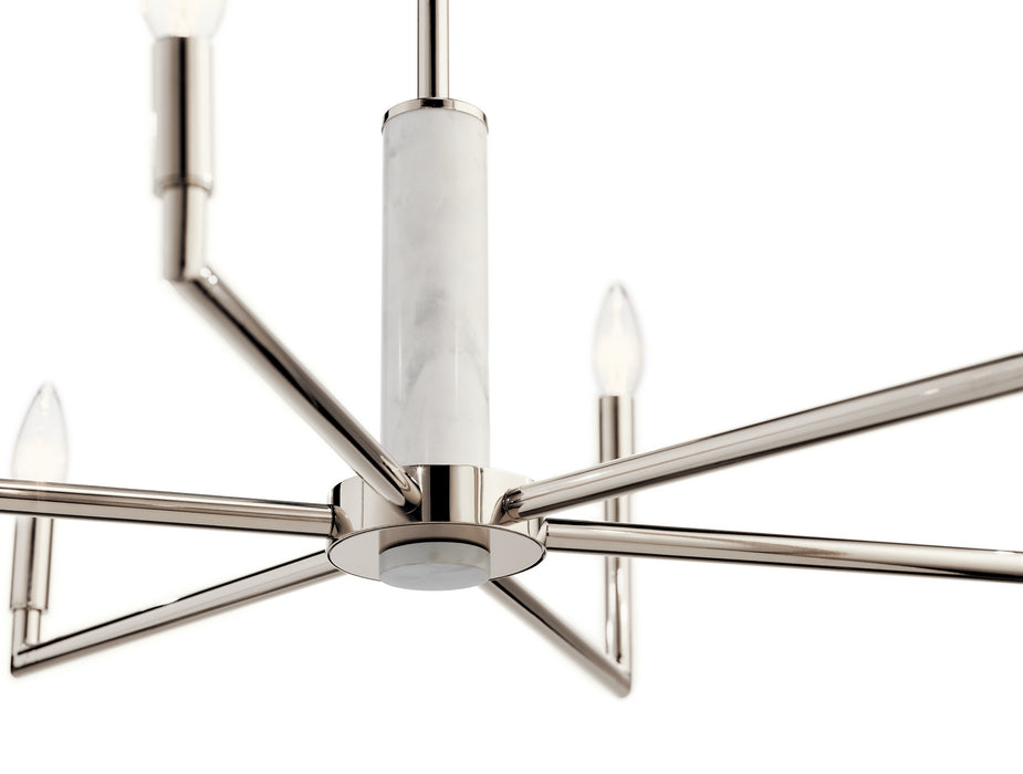 Six Light Chandelier from the Laurent collection in Polished Nickel finish