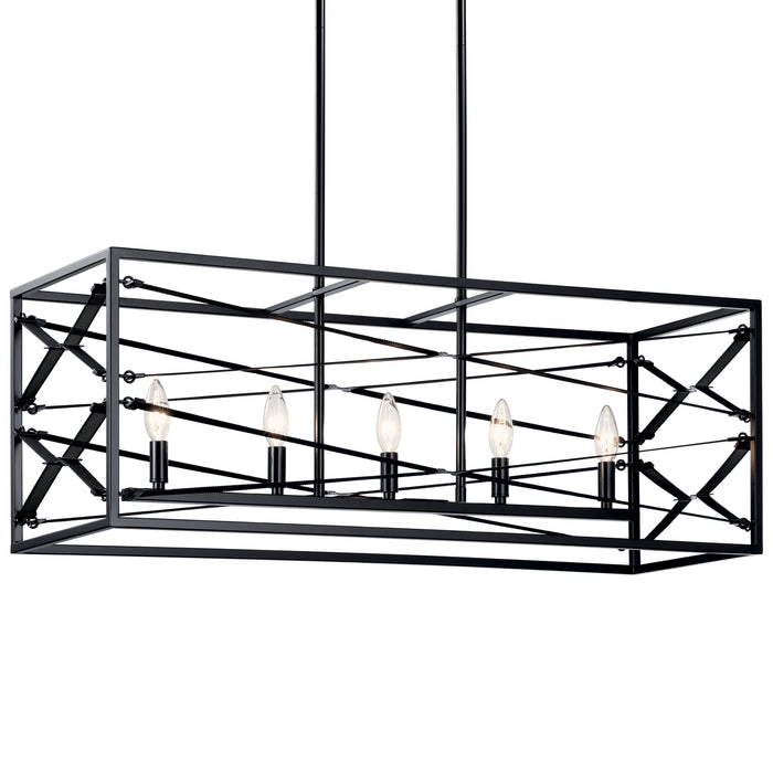 Five Light Linear Chandelier from the Sevan collection in Black finish