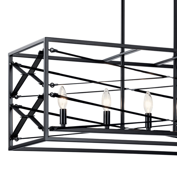 Five Light Linear Chandelier from the Sevan collection in Black finish