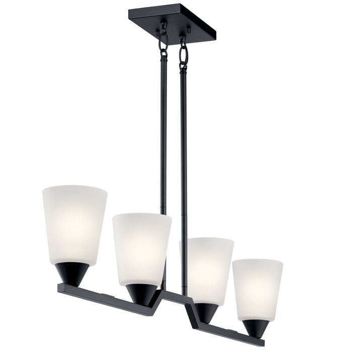 Four Light Linear Chandelier from the Skagos collection in Black finish