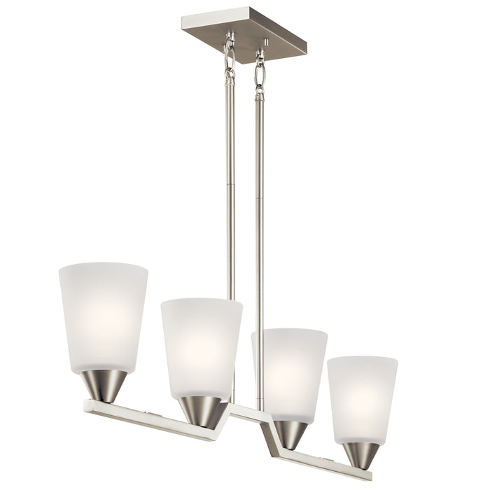 Four Light Linear Chandelier from the Skagos collection in Brushed Nickel finish