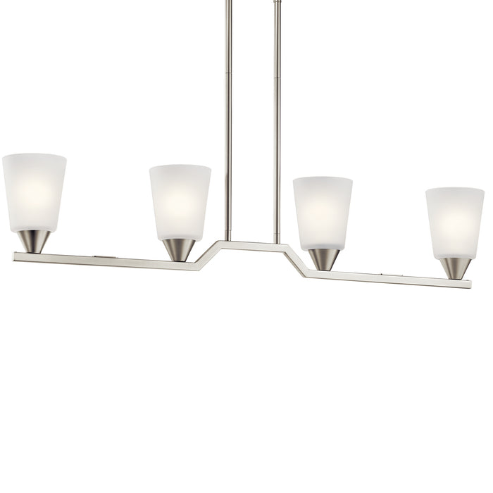 Four Light Linear Chandelier from the Skagos collection in Brushed Nickel finish