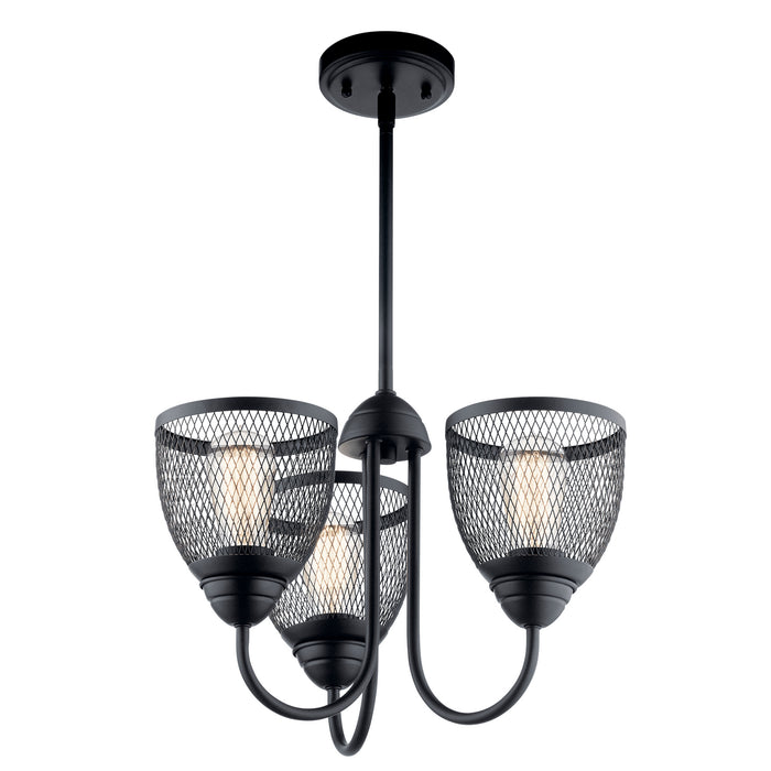 Three Light Chandelier/Semi Flush Mount from the Voclain collection in Black finish