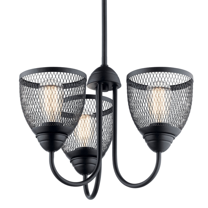 Three Light Chandelier/Semi Flush Mount from the Voclain collection in Black finish