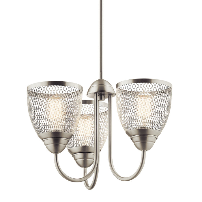 Three Light Chandelier/Semi Flush Mount from the Voclain collection in Brushed Nickel finish