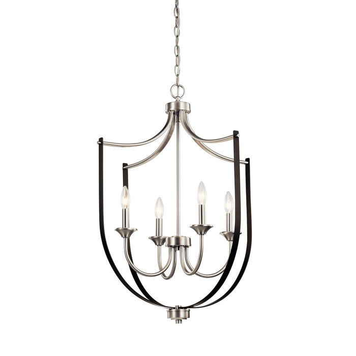 Four Light Foyer Chandelier from the Tula collection in Brushed Nickel finish