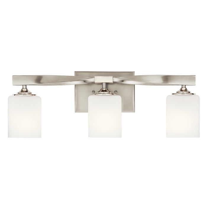 Three Light Bath from the Marette collection in Brushed Nickel finish