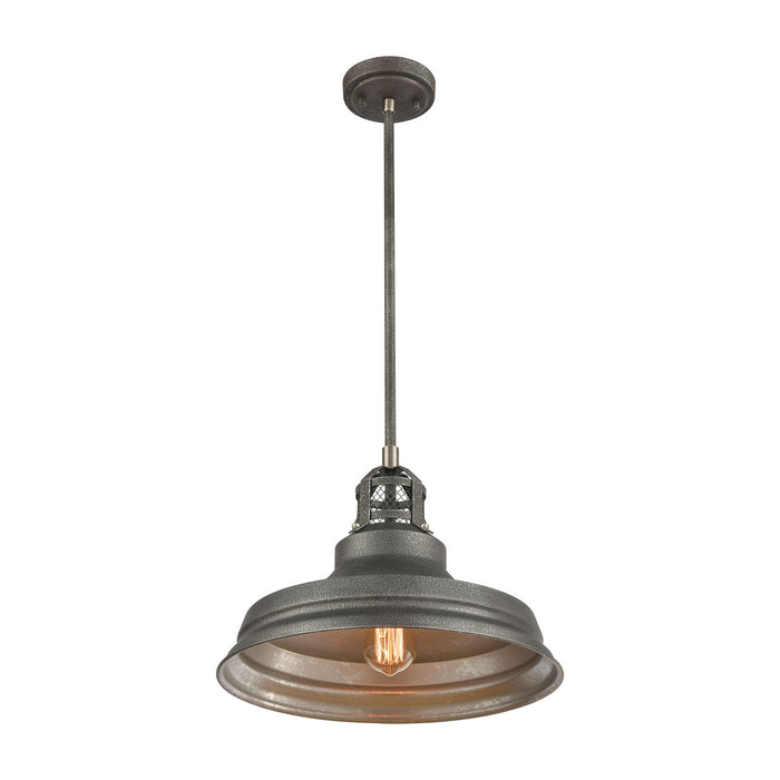 One Light Pendant from the Carbondale collection in Slate Mist, Satin Nickel finish