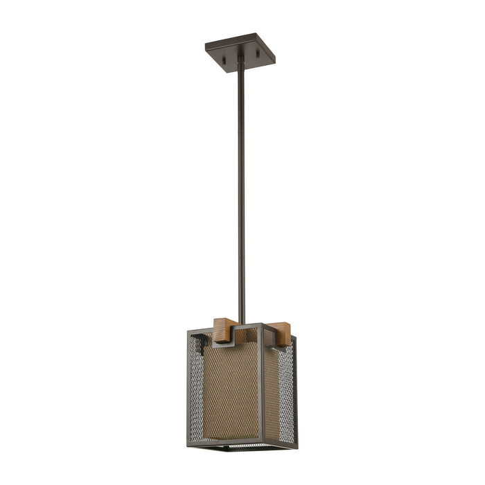 One Light Mini Pendant from the Crossbeam collection in Oil Rubbed Bronze finish