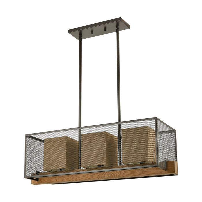 Three Light Island Pendant from the Crossbeam collection in Oil Rubbed Bronze finish