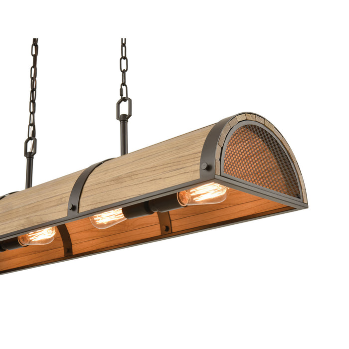 Four Light Island Pendant from the Wooden Barrel collection in Oil Rubbed Bronze finish