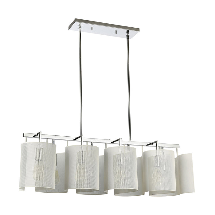 Eight Light Island Pendant from the Santa Barbara collection in Matte White, Polished Chrome, Polished Chrome finish