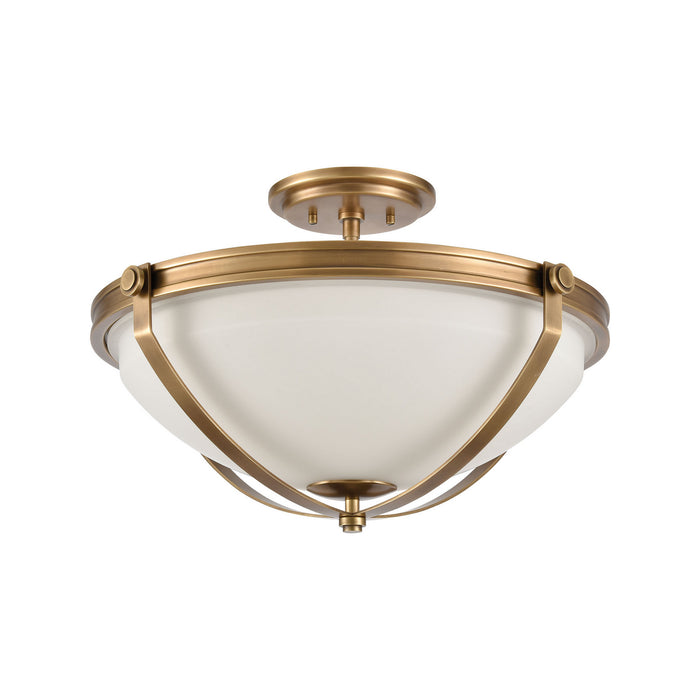 Three Light Semi Flush Mount from the Connelly collection in Natural Brass finish