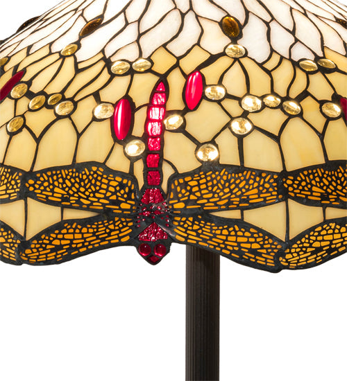 Three Light Floor Lamp from the Tiffany Hanginghead Dragonfly collection in Mahogany Bronze finish