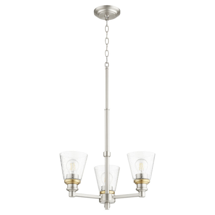 Three Light Chandelier from the Dunbar collection in Satin Nickel finish