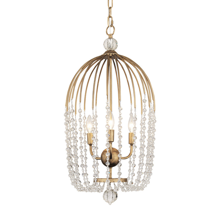 Three Light Pendant from the Voliere collection in Havana Gold finish