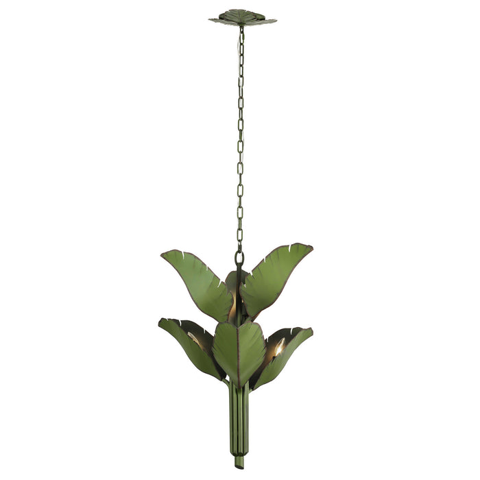 Six Light Chandelier from the Banana Leaf collection in Banana Leaf finish