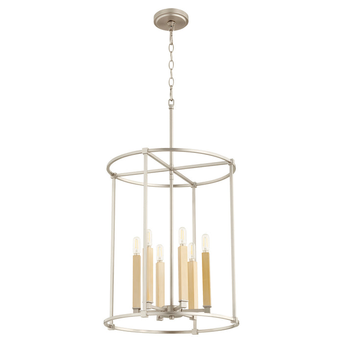Six Light Entry Pendant from the Olympus collection in Satin Nickel finish