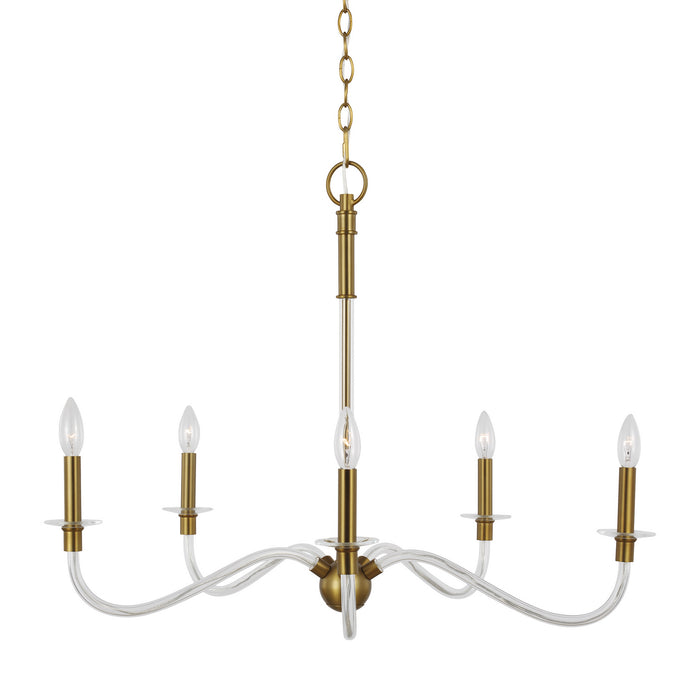 Five Light Chandelier from the HANOVER collection in Burnished Brass finish