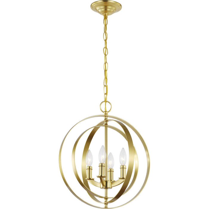 Four Light Pendant from the Equinox collection in Satin Brass finish