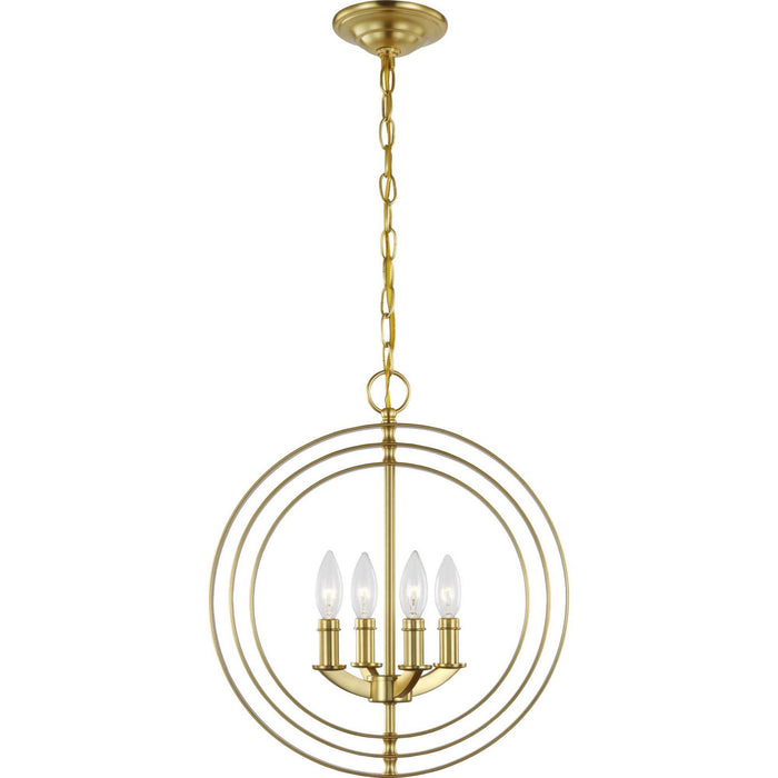 Four Light Pendant from the Equinox collection in Satin Brass finish