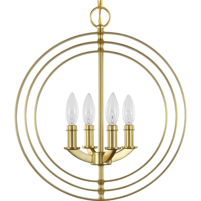 Four Light Pendant from the Equinox collection in Satin Brass finish