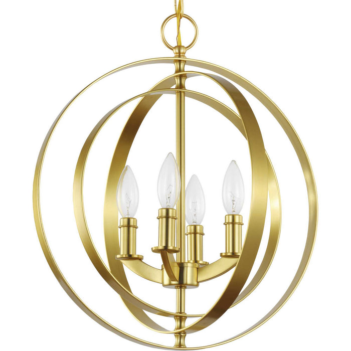 Four Light Pendant from the Equinox collection in Satin Brass finish