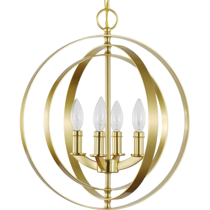 Four Light Pendant from the Equinox collection in Satin Brass finish