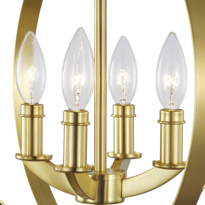 Four Light Pendant from the Equinox collection in Satin Brass finish