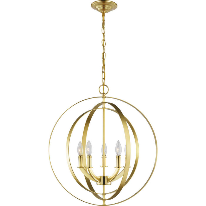 Five Light Pendant from the Equinox collection in Satin Brass finish