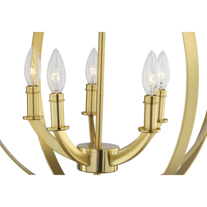 Five Light Pendant from the Equinox collection in Satin Brass finish