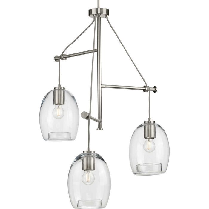 Three Light Pendant from the Caisson collection in Brushed Nickel finish