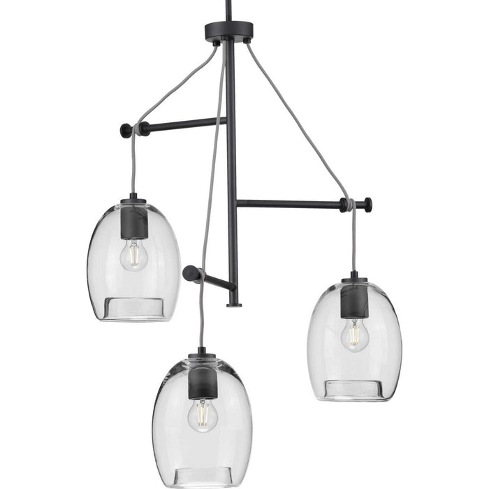 Three Light Pendant from the Caisson collection in Graphite finish