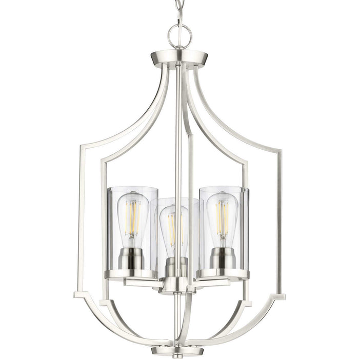 Three Light Foyer Pendant from the Lassiter collection in Brushed Nickel finish