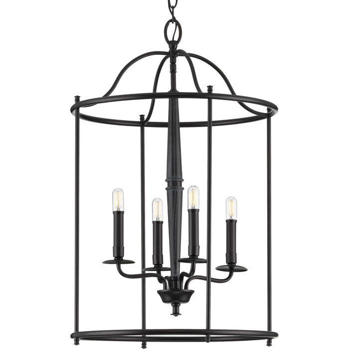 Four Light Foyer Pendant from the Durrell collection in Black finish