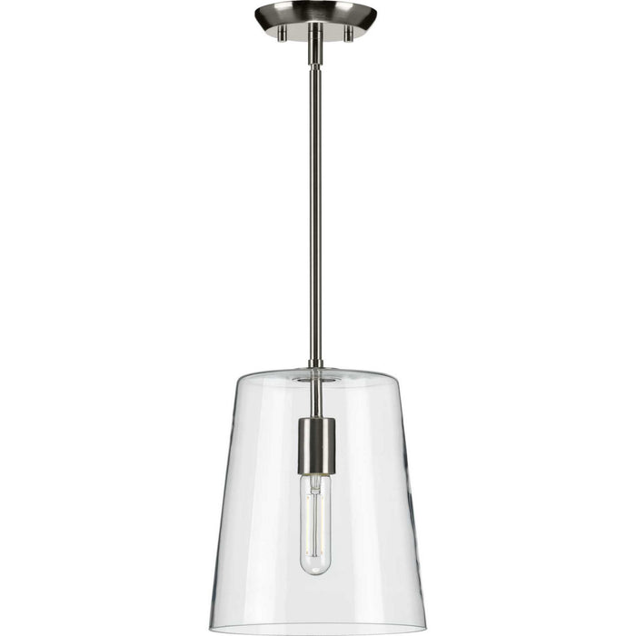 One Light Pendant from the Clarion collection in Brushed Nickel finish