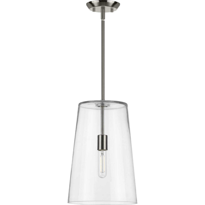 One Light Pendant from the Clarion collection in Brushed Nickel finish