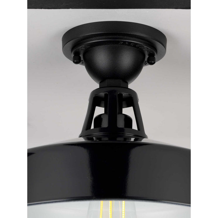 One Light Semi Flush Mount from the Cedar Springs collection in Black finish