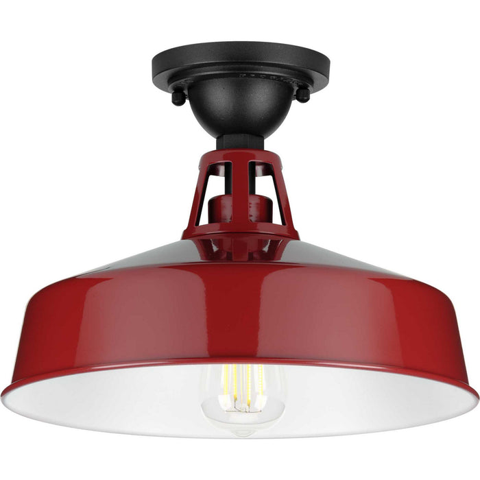 One Light Semi Flush Mount from the Cedar Springs collection in Red finish