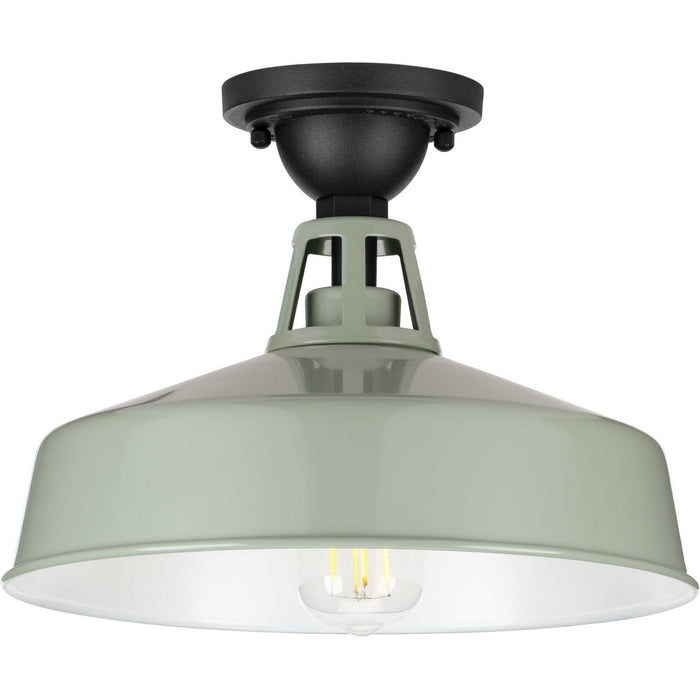 One Light Semi Flush Mount from the Cedar Springs collection in Pistachio finish