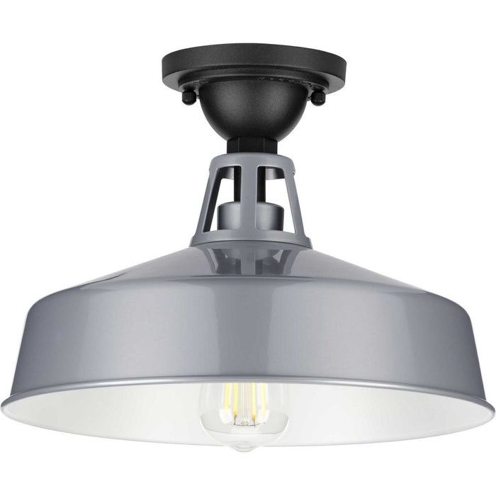 One Light Semi Flush Mount from the Cedar Springs collection in Metallic Gray finish