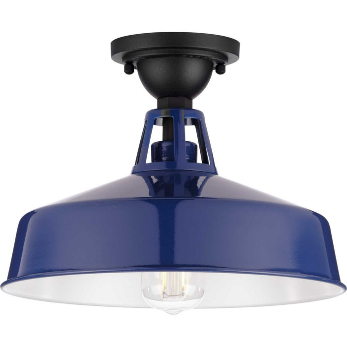 One Light Semi Flush Mount from the Cedar Springs collection in Navy finish