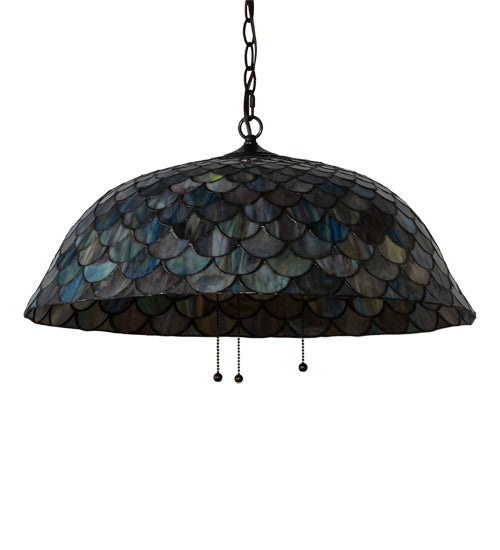 Three Light Pendant from the Tiffany Fishscale collection in Mahogany Bronze finish