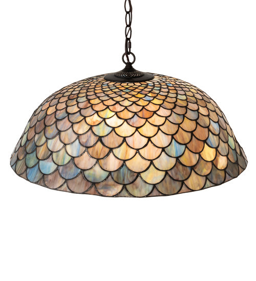 Three Light Pendant from the Tiffany Fishscale collection in Mahogany Bronze finish