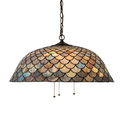 Three Light Pendant from the Tiffany Fishscale collection in Mahogany Bronze finish