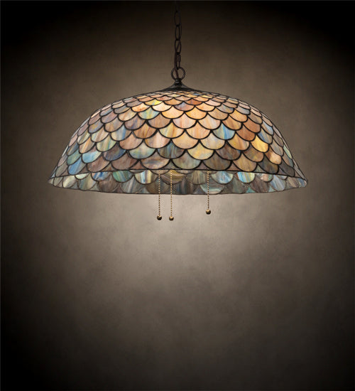 Three Light Pendant from the Tiffany Fishscale collection in Mahogany Bronze finish